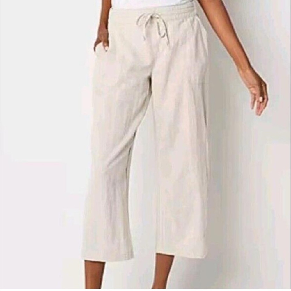 Liz Claiborne Beige Wide Leg Drawstring Pants